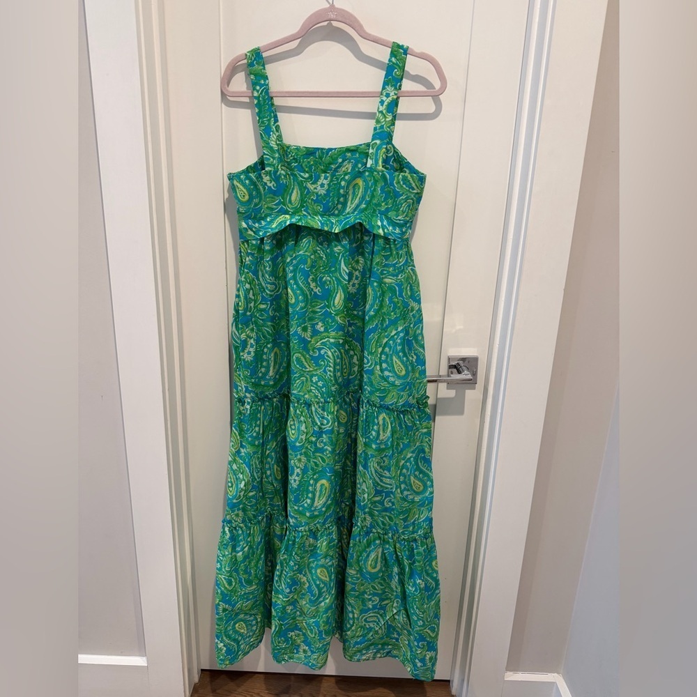 Lauren Ralph Lauren Green & Blue Paisley Tiered Long Dress size 10 floral - Picture 6 of 9